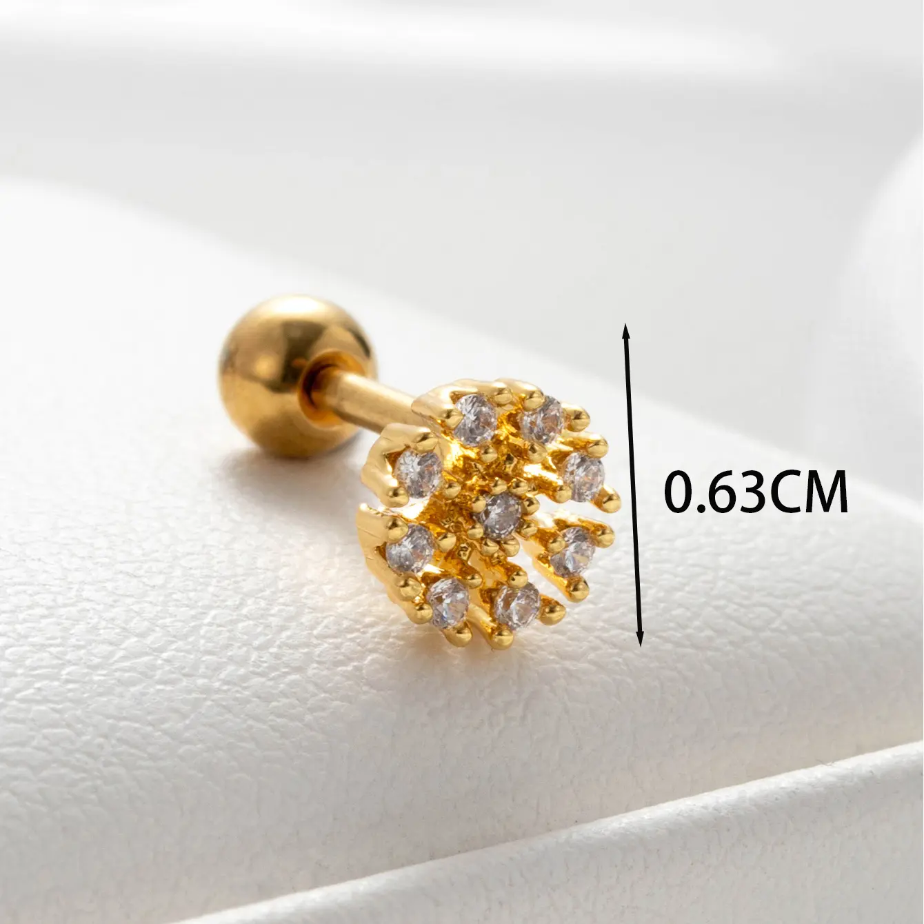 1 Piece Simple Series Classic Round Copper 18K Gold Plated Zircon Women's Stud Earrings h5 